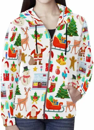 WomenS Jackets Christmas Doodle Gnome And Candy Womens Zip Up Hoodies Long Sleeve Sweatshirts Fall Outfits Sweaters