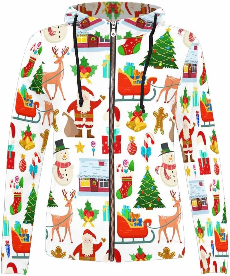 WomenS Jackets Christmas Doodle Gnome And Candy Womens Zip Up Hoodies Long Sleeve Sweatshirts Fall Outfits Sweaters