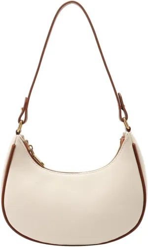 Women's Leisure Fashion Solid Color Contrast One Shoulder Versatile PU Dumpling Bun Shoulder Bag for (Beige, One Size)