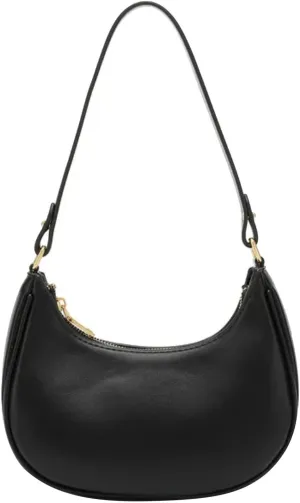 Women's Leisure Fashion Solid Color Contrast One Shoulder Versatile PU Dumpling Bun Shoulder Bag for (Black, One Size)