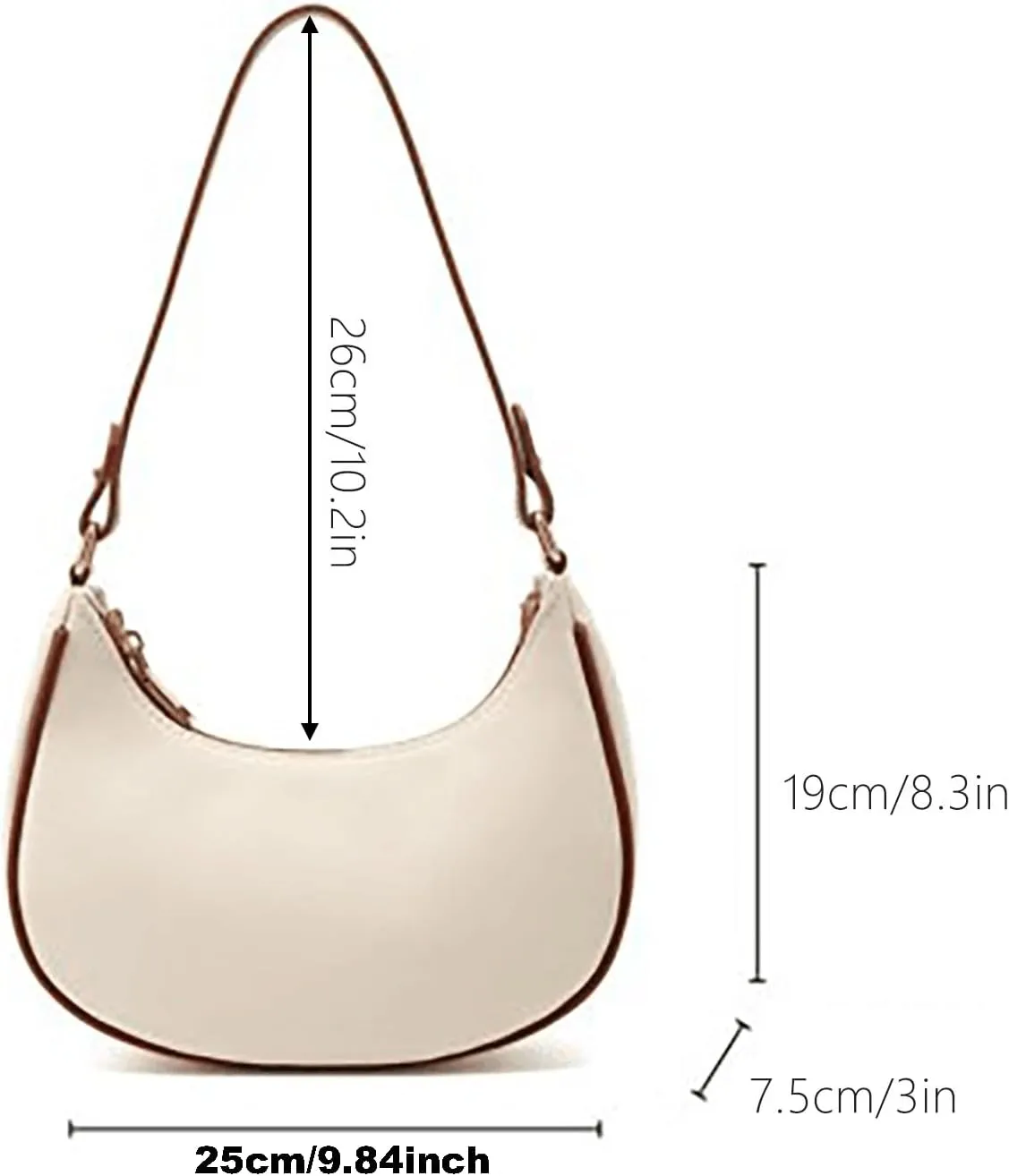 Women's Leisure Fashion Solid Color Contrast One Shoulder Versatile PU Dumpling Bun Shoulder Bag for School (One Size)