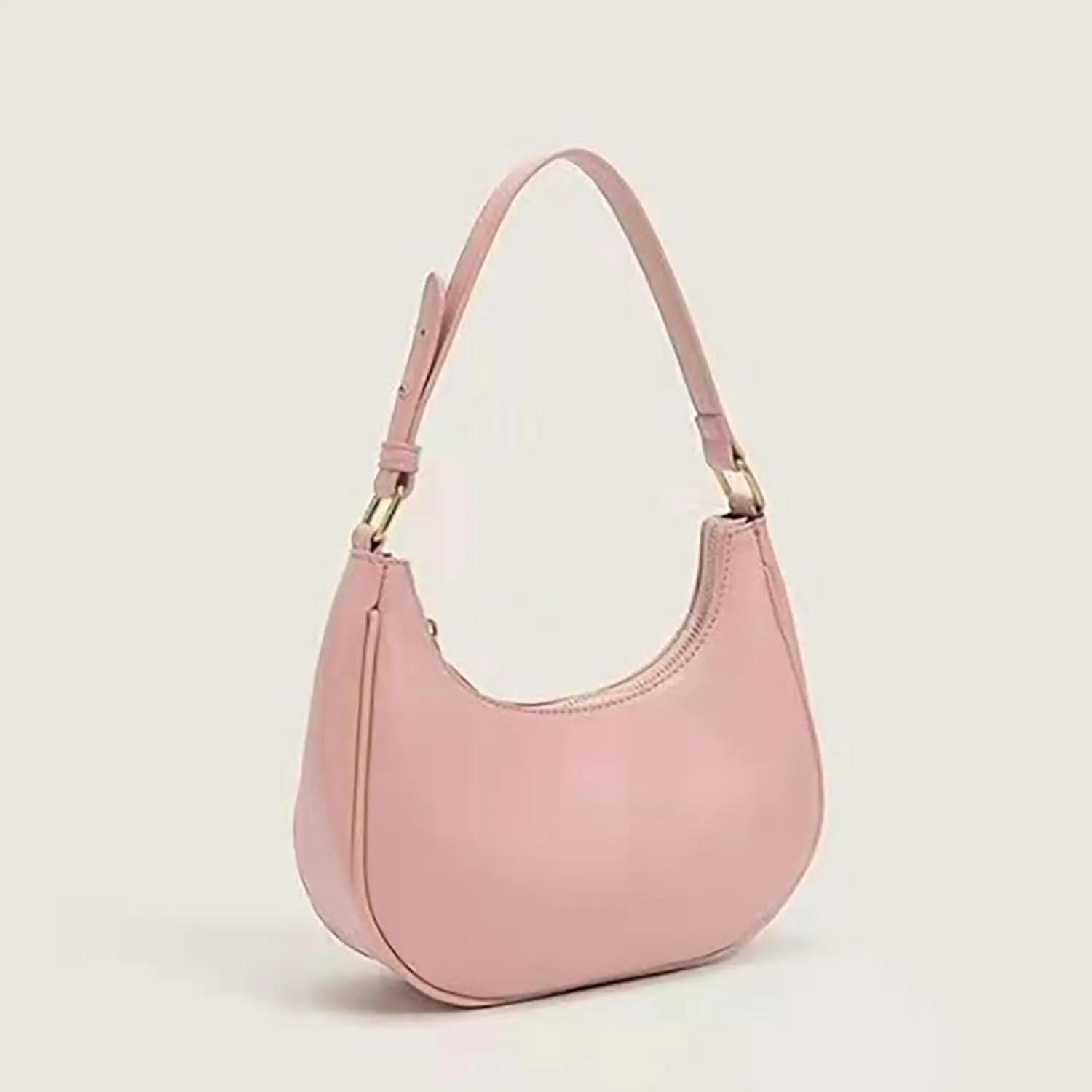 Women's Leisure Fashion Solid Color Contrast One Shoulder Versatile PU Dumpling Bun Shoulder Bag for School (One Size)