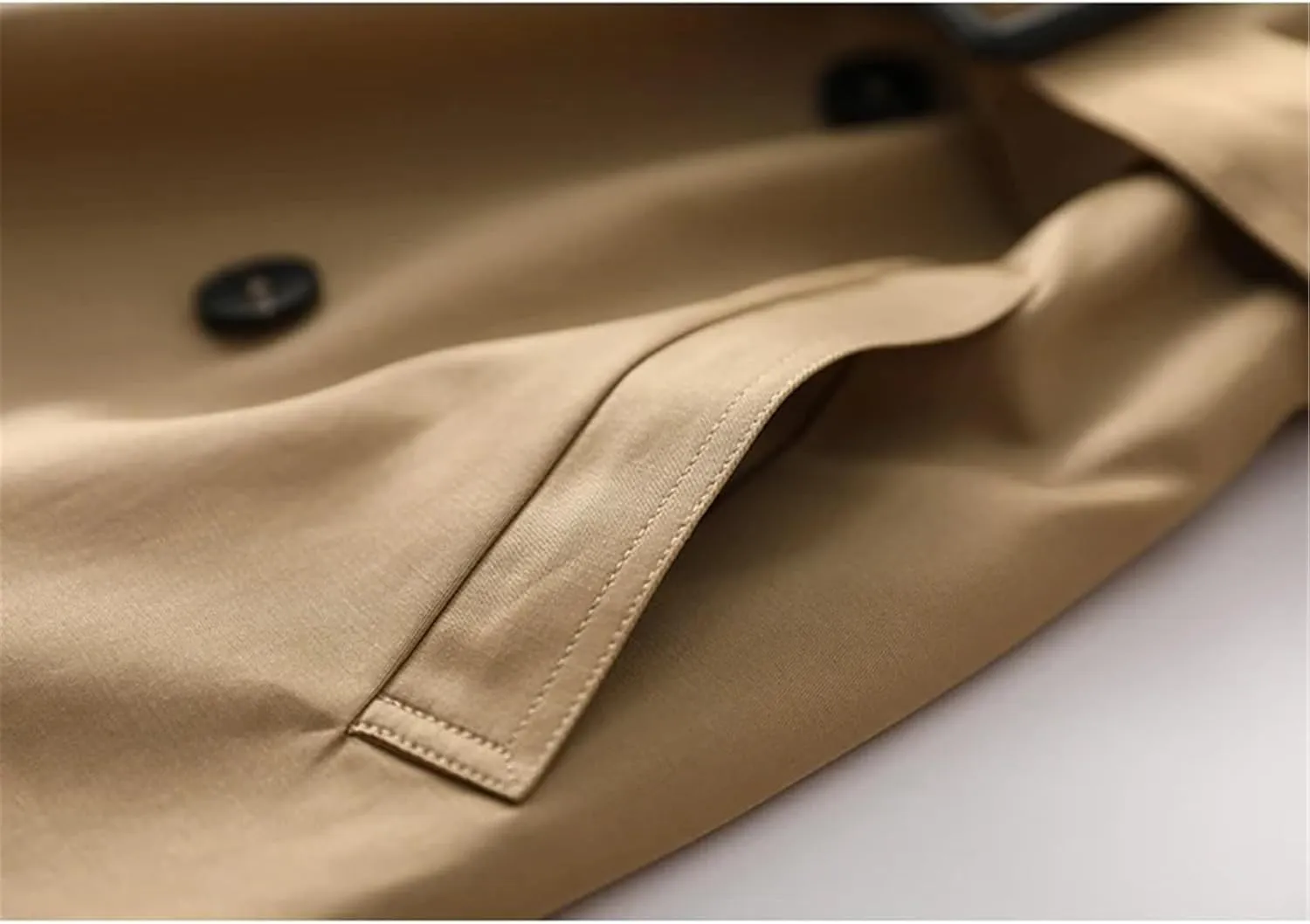 Women's Mid-Length Double Breasted Trench Coat Classic Notched Lapel Belted Trench Coat Elegant Overcoat