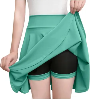 Women's Pleated Mini Skirts Built in Shorts Tummy Control high Waisted a-line Skirts Teen Girls Tennis Golf Skorts