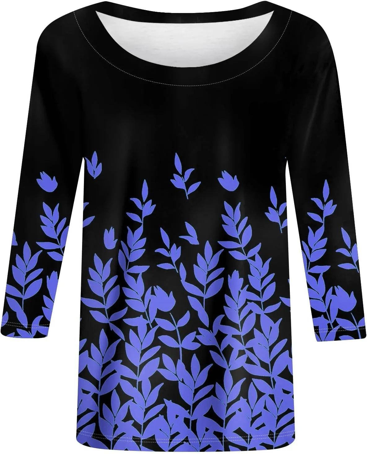 Womens Tops Trendy Summer 3/4 Sleeve Shirts Casual Floral Print Blouses Round Neck Cute Tunic Tops Plus Size S-5XL