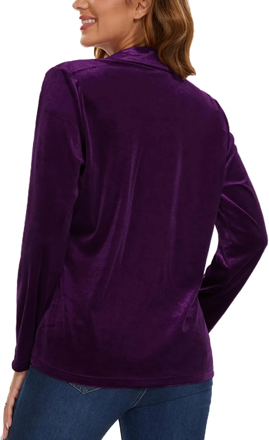 Women's Velvet Suit Blazer Jacket Casual Office Work Long Sleeve Button Pockets Tailored Jacket Coat Blazer