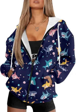 Womens Zip Up Hoodies Long Sleeve Sweatshirts Fall Outfits Oversized Sweaters Casual Fashion Jackets