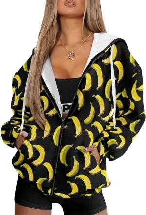 Womens Zip Up Hoodies Long Sleeve Sweatshirts Fall Outfits Oversized Sweaters Casual Fashion Jackets
