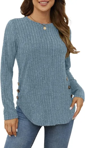 Yincro Women's Long Sleeve Fall Sweaters 2024 Lightweight Casual Crewneck Tunic Tops