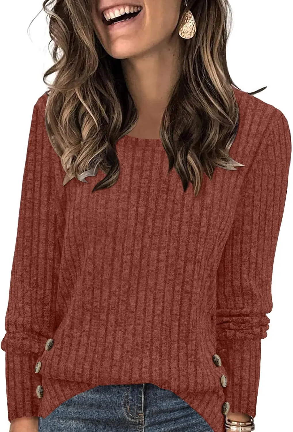 Yincro Women's Long Sleeve Fall Sweaters 2024 Lightweight Casual Crewneck Tunic Tops