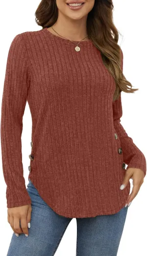Yincro Women's Long Sleeve Fall Sweaters 2024 Lightweight Casual Crewneck Tunic Tops