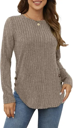 Yincro Women's Long Sleeve Fall Sweaters 2024 Lightweight Casual Crewneck Tunic Tops