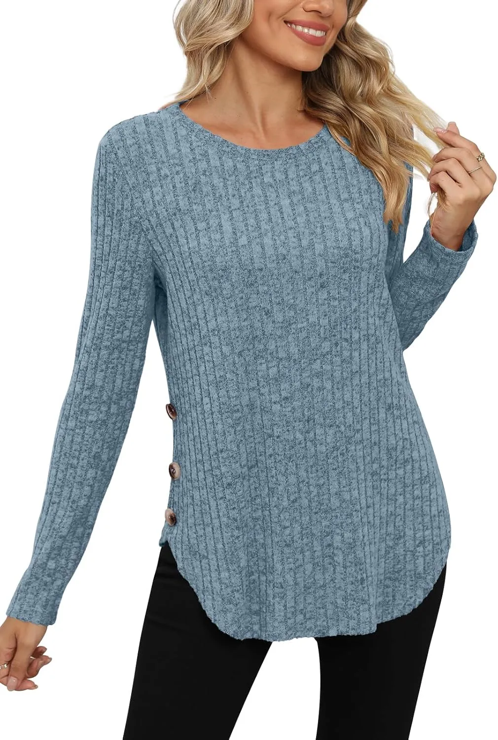 Yincro Women's Long Sleeve Fall Sweaters 2024 Lightweight Casual Crewneck Tunic Tops