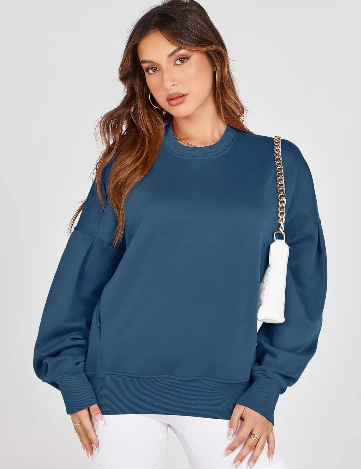 ZHENWEI Womens Fall Oversized Sweatshirts Crewneck Fleece Hoodie Casual Fashion Pullover Sweaters Outfits with Pockets